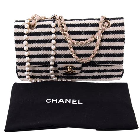 chanel black white striped bag|authentic chanel bag price.